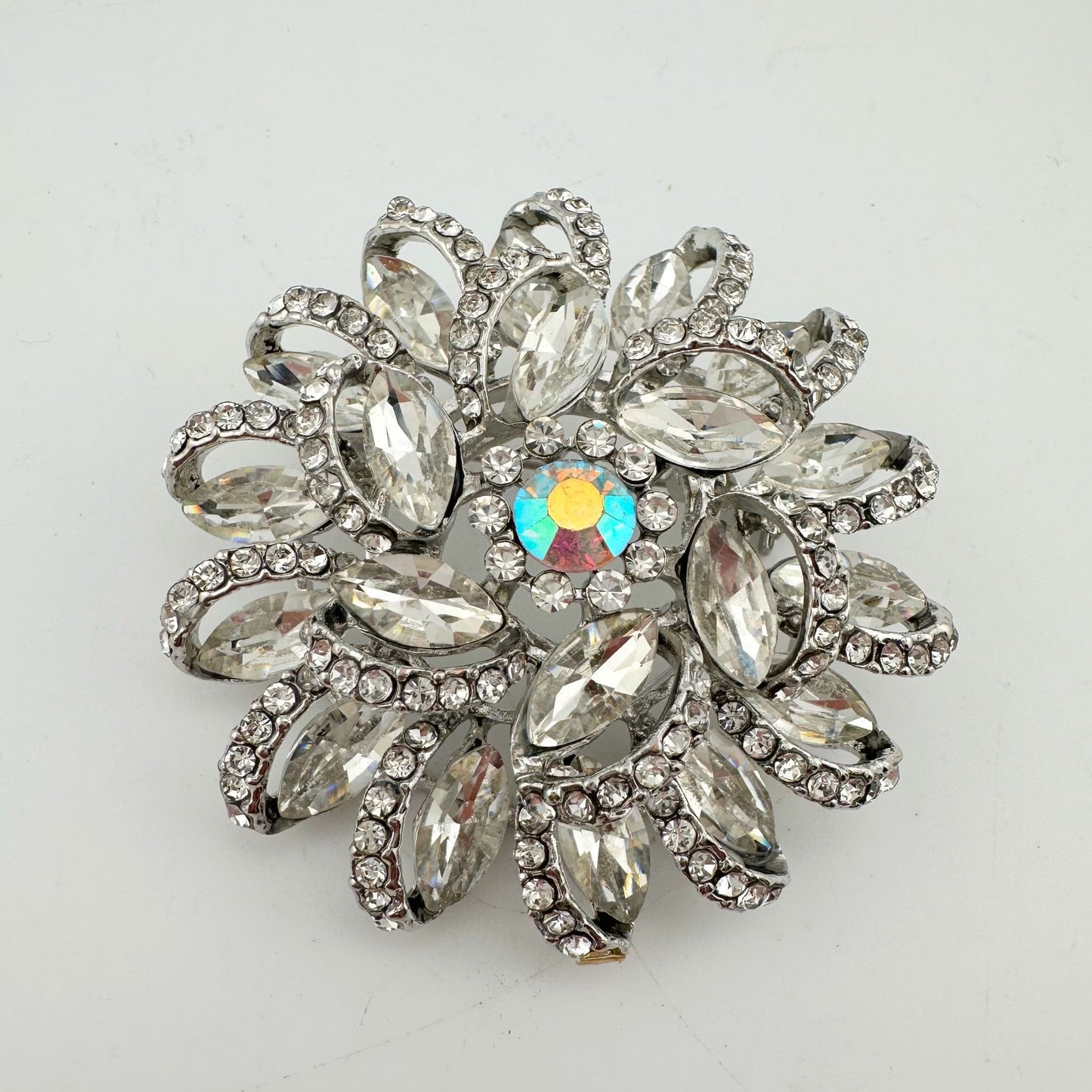 Beautiful Rhinestone Floral Swirl Brooch