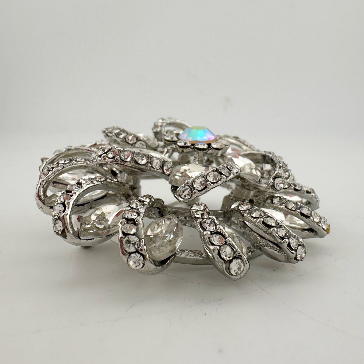 Beautiful Rhinestone Floral Swirl Brooch