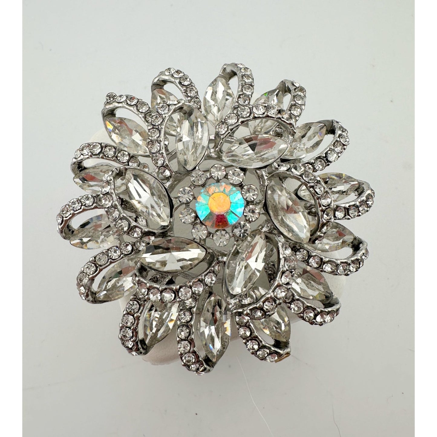 Beautiful Rhinestone Floral Swirl Brooch