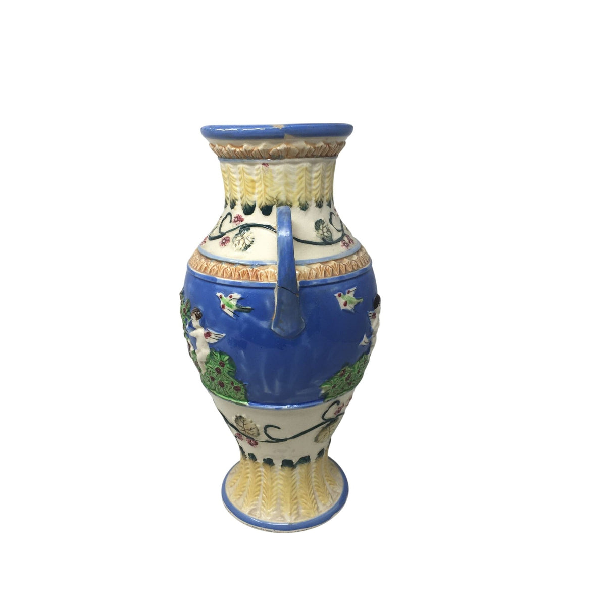 Vintage Hand-painted Japanese Majolica-style Double-handled Porcelain Urn Vase unbranded  A+ Stuff Vase or Holder