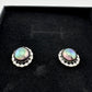 Peacock Pearl Halo Stud Earrings