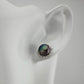 Peacock Pearl Halo Stud Earrings