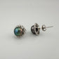 Peacock Pearl Halo Stud Earrings