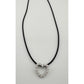 2.5 Lab Created Carat White Sapphire Heart Necklace on Back Leather Cable Band