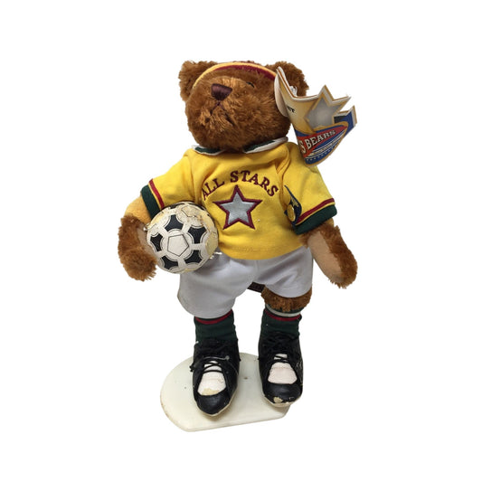 Pickford Bears "Jet" the Soccer Player - Vintage - Late 1990s Brass Button Bears  A+ Stuff Plush Toys / Stuffed Animals