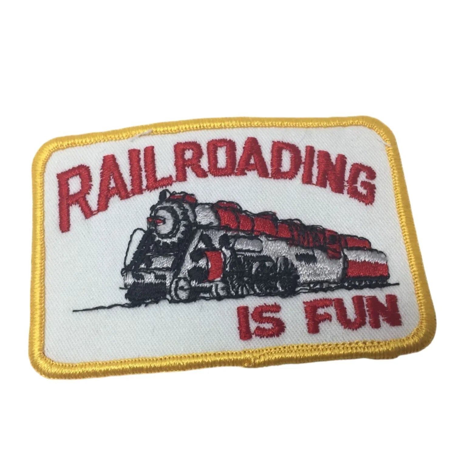 ''Railroading is Fun'' Rectangular Embroidered Patch with a Train on it - A+ Stuff - Collectibles - A+ Stuff