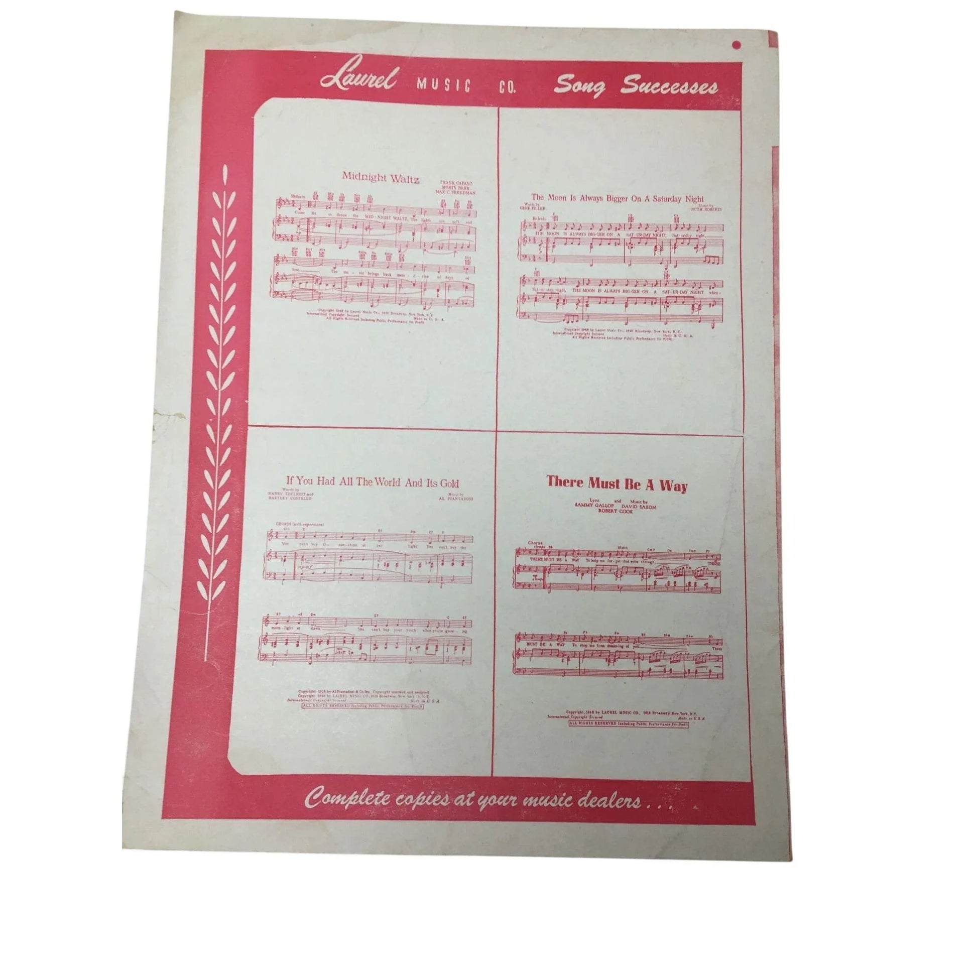 ''RAMBLING ROSE'' By Joseph McCarthy JR/Joe Burke - A+ Stuff - SHEET MUSIC - A+ Stuff