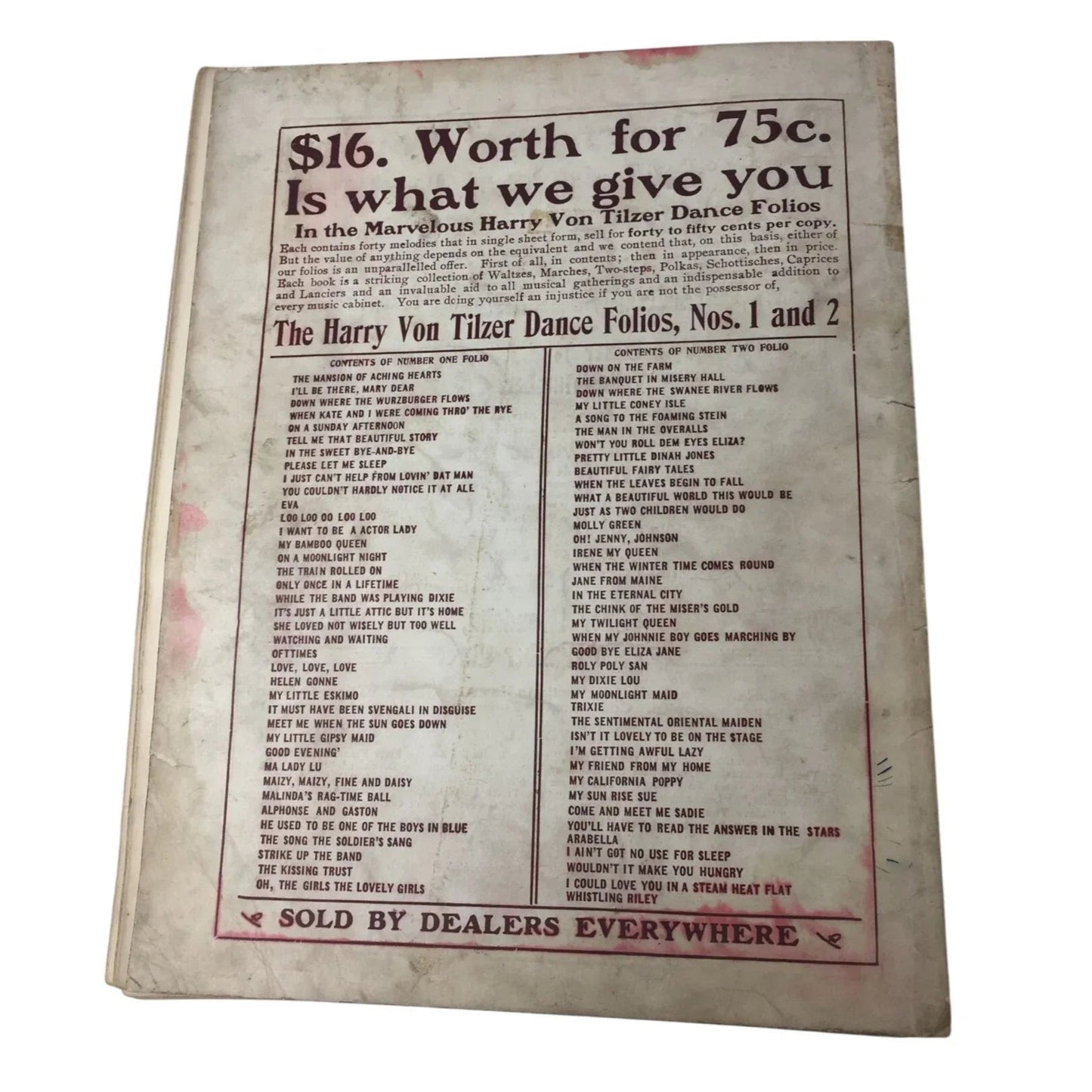 Rare 1904 The Harry Von Tilzer Dance Folio No. 3 Arranged by Alfred Doyle - A+ Stuff - SHEET MUSIC - A+ Stuff