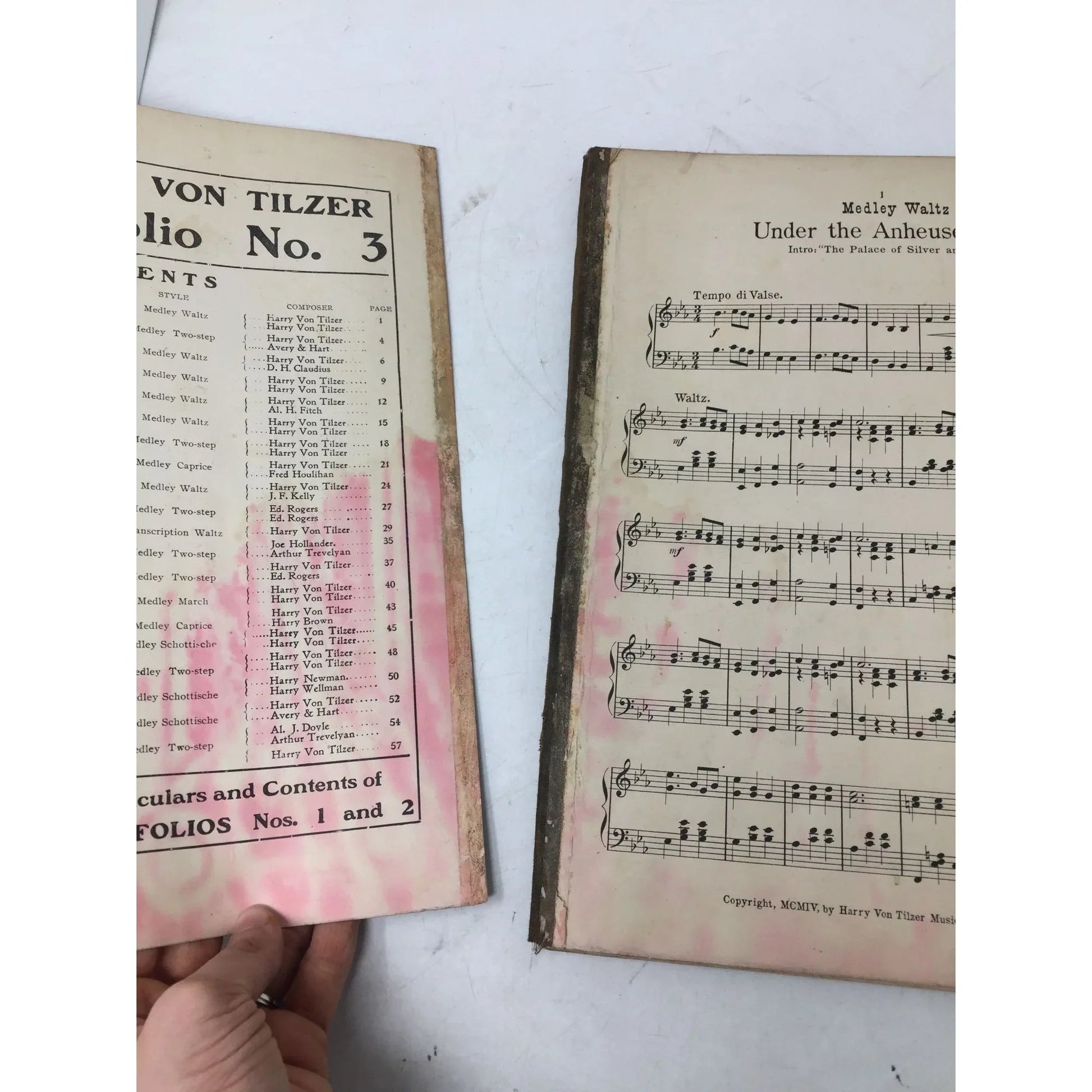 Rare 1904 The Harry Von Tilzer Dance Folio No. 3 Arranged by Alfred Doyle - A+ Stuff - SHEET MUSIC - A+ Stuff