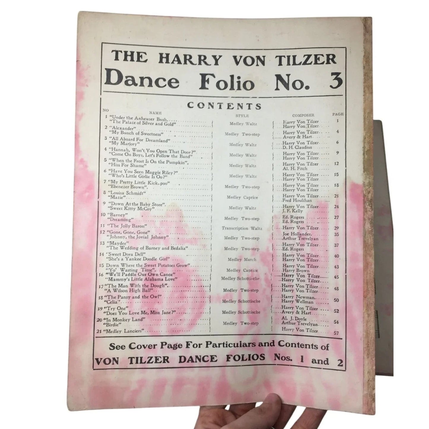 Rare 1904 The Harry Von Tilzer Dance Folio No. 3 Arranged by Alfred Doyle - A+ Stuff - SHEET MUSIC - A+ Stuff