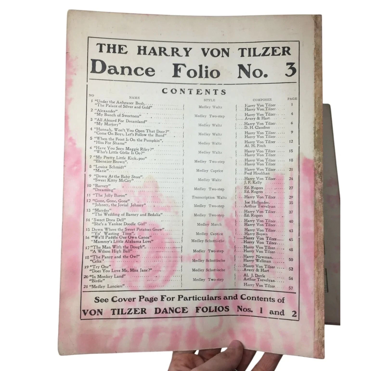 Rare 1904 The Harry Von Tilzer Dance Folio No. 3 Arranged by Alfred Doyle - A+ Stuff - SHEET MUSIC - A+ Stuff