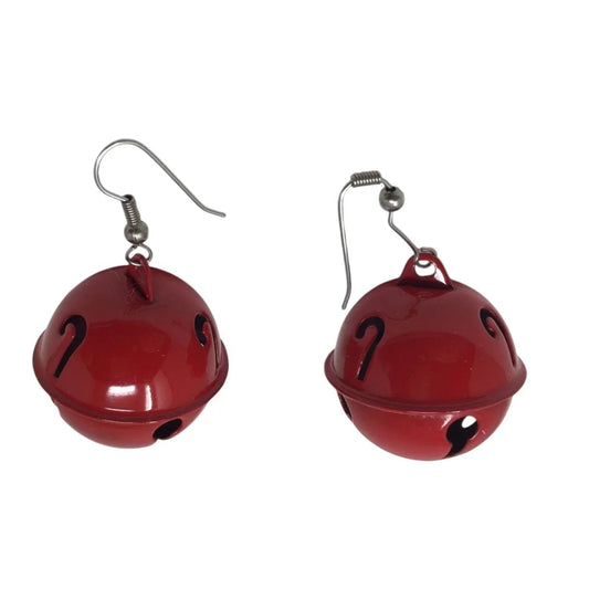 Red Christmas Jingle Bell Earrings with Candy Canes on them - A+ Stuff - Earrings - A+ Stuff
