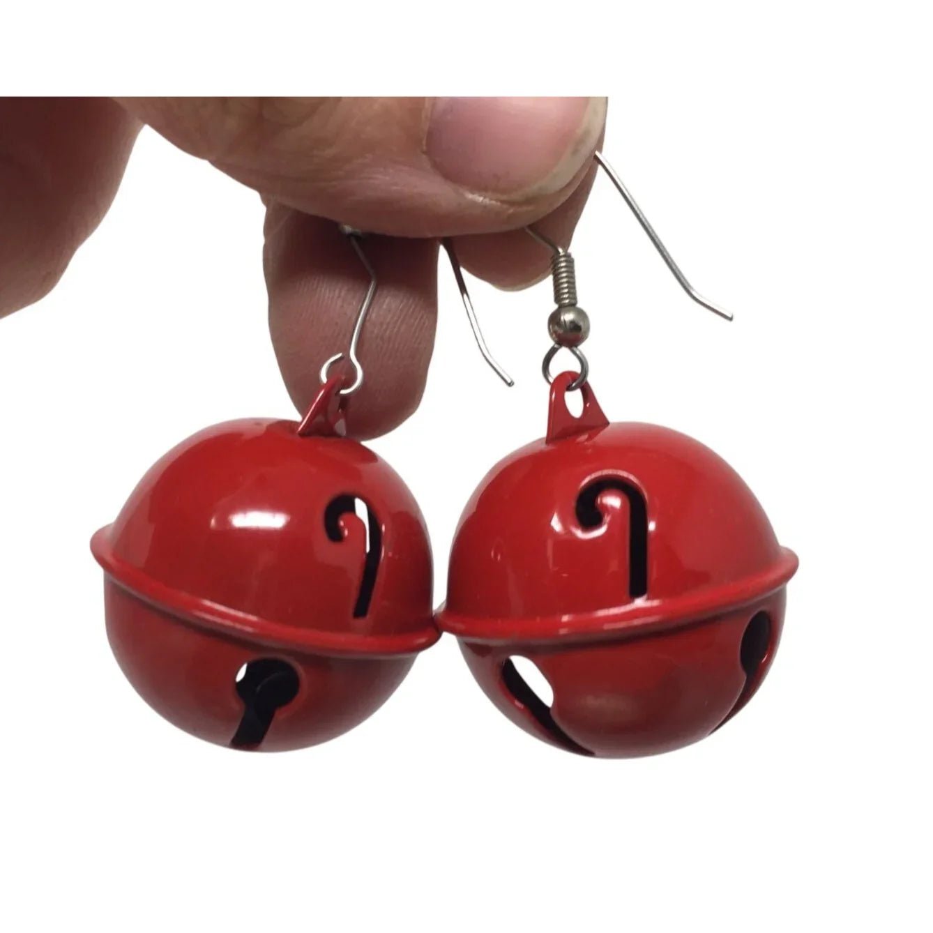 Red Christmas Jingle Bell Earrings with Candy Canes on them - A+ Stuff - Earrings - A+ Stuff
