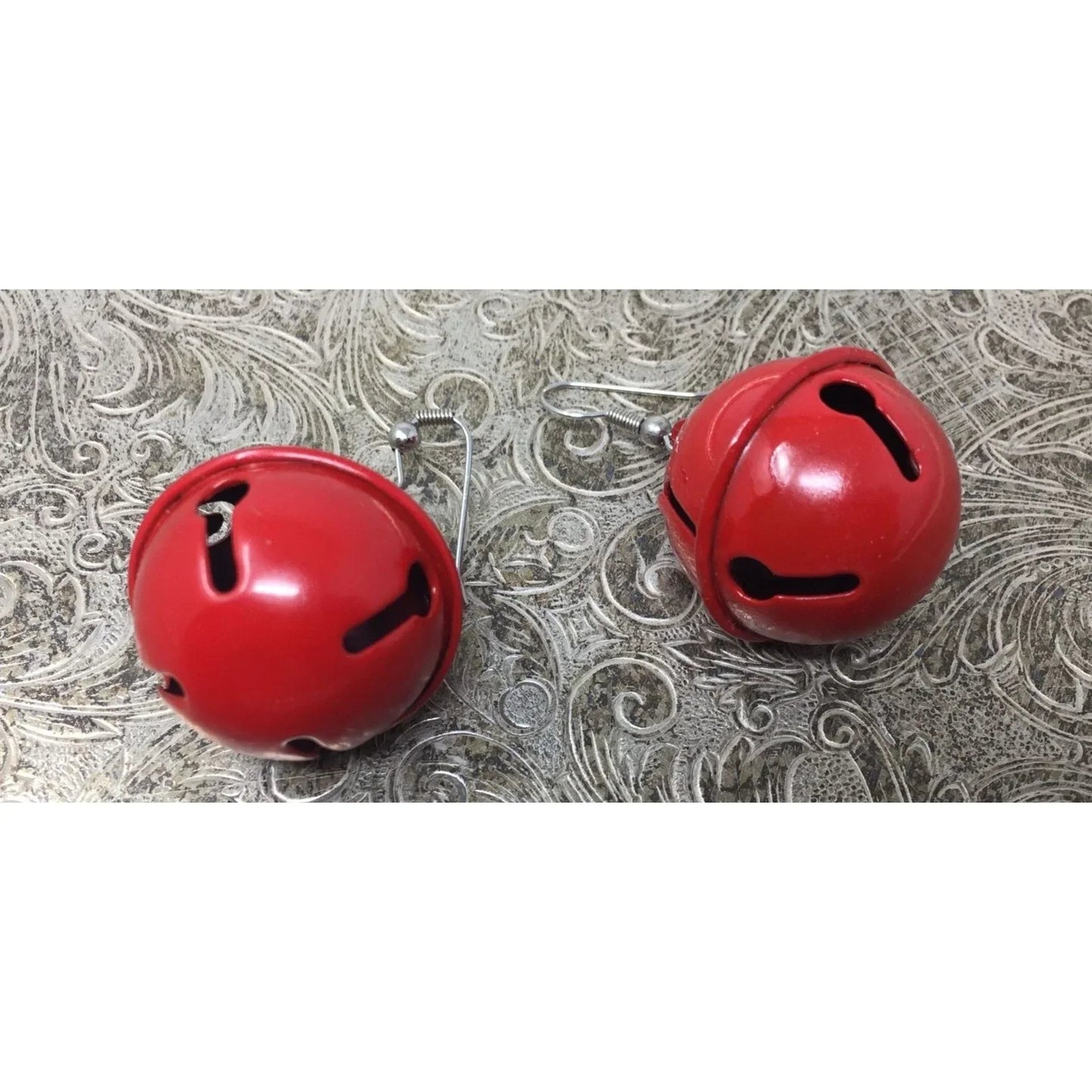 Red Christmas Jingle Bell Earrings with Candy Canes on them - A+ Stuff - Earrings - A+ Stuff