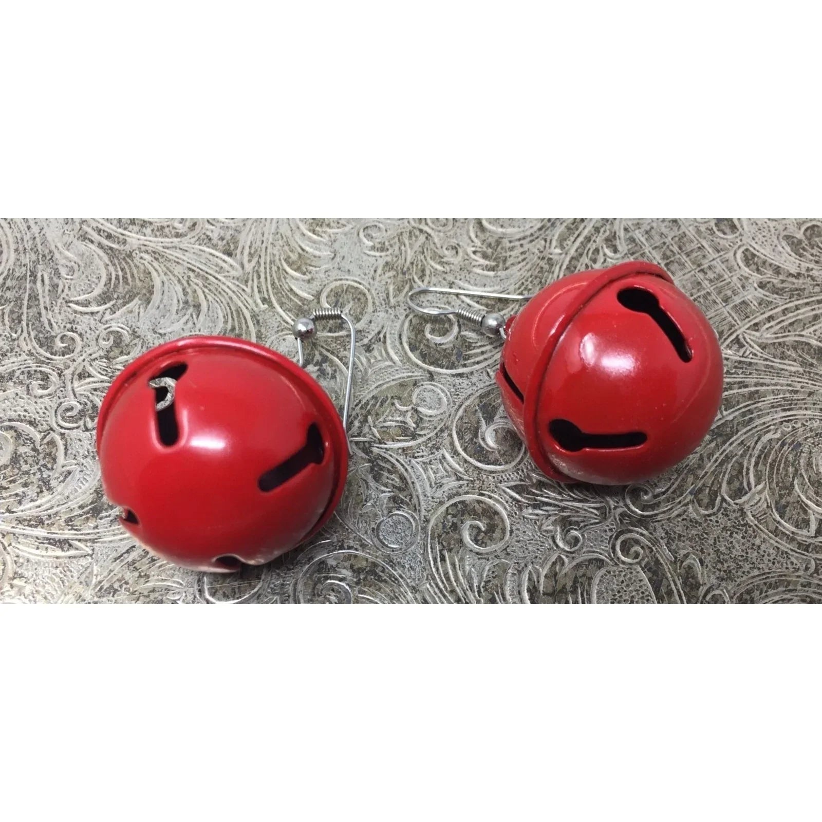 Red Christmas Jingle Bell Earrings with Candy Canes on them - A+ Stuff - Earrings - A+ Stuff