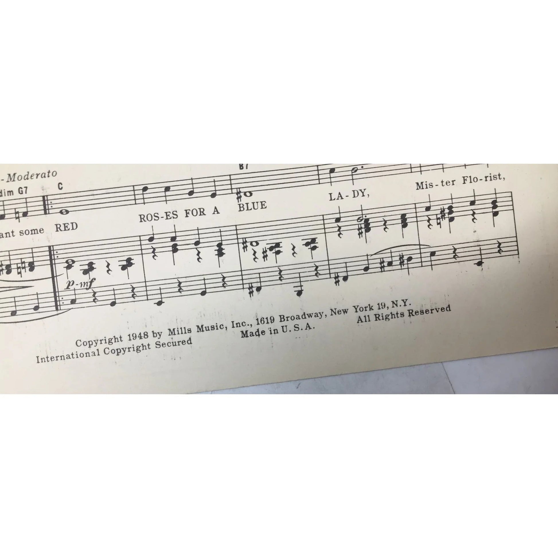 Red Roses For A Blue Lady Sheet Music Vintage 1948 - A+ Stuff - sheet music - A+ Stuff