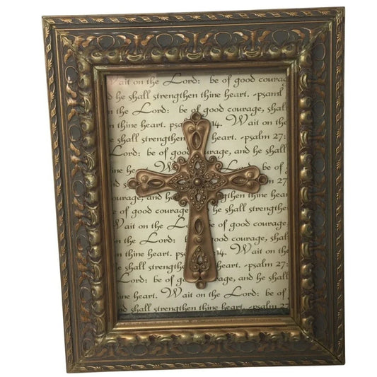 Religious Decorative Framed Wall Decor with Cross and Bible Scriptures - A+ Stuff - Religious Items - A+ Stuff