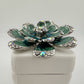 Shimmering Blue Green Peacock Crystal Flower Brooch