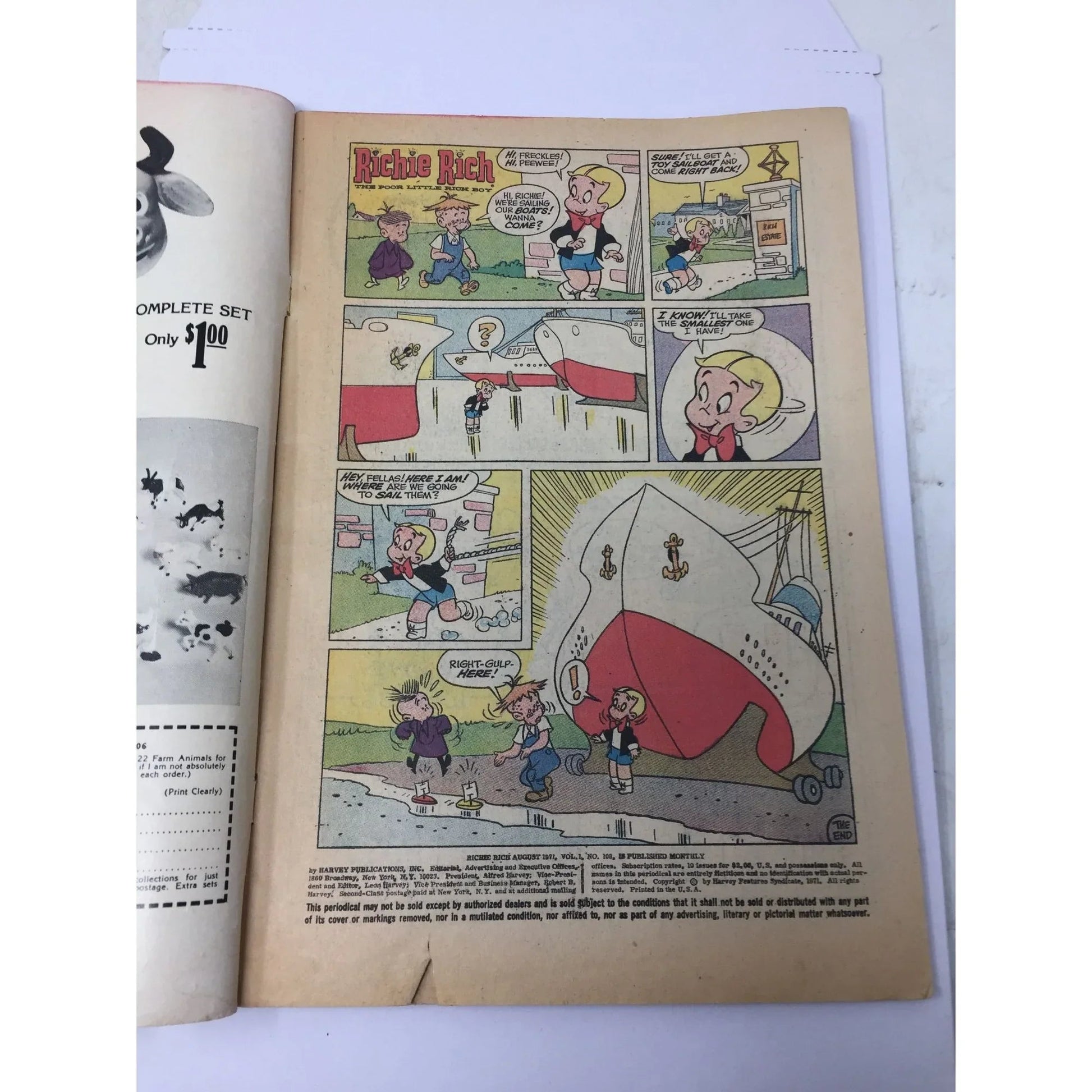 ''Richie Rich The Poor Little Rich Boy'' Vintage Comic Book - A+ Stuff - comic books - A+ Stuff