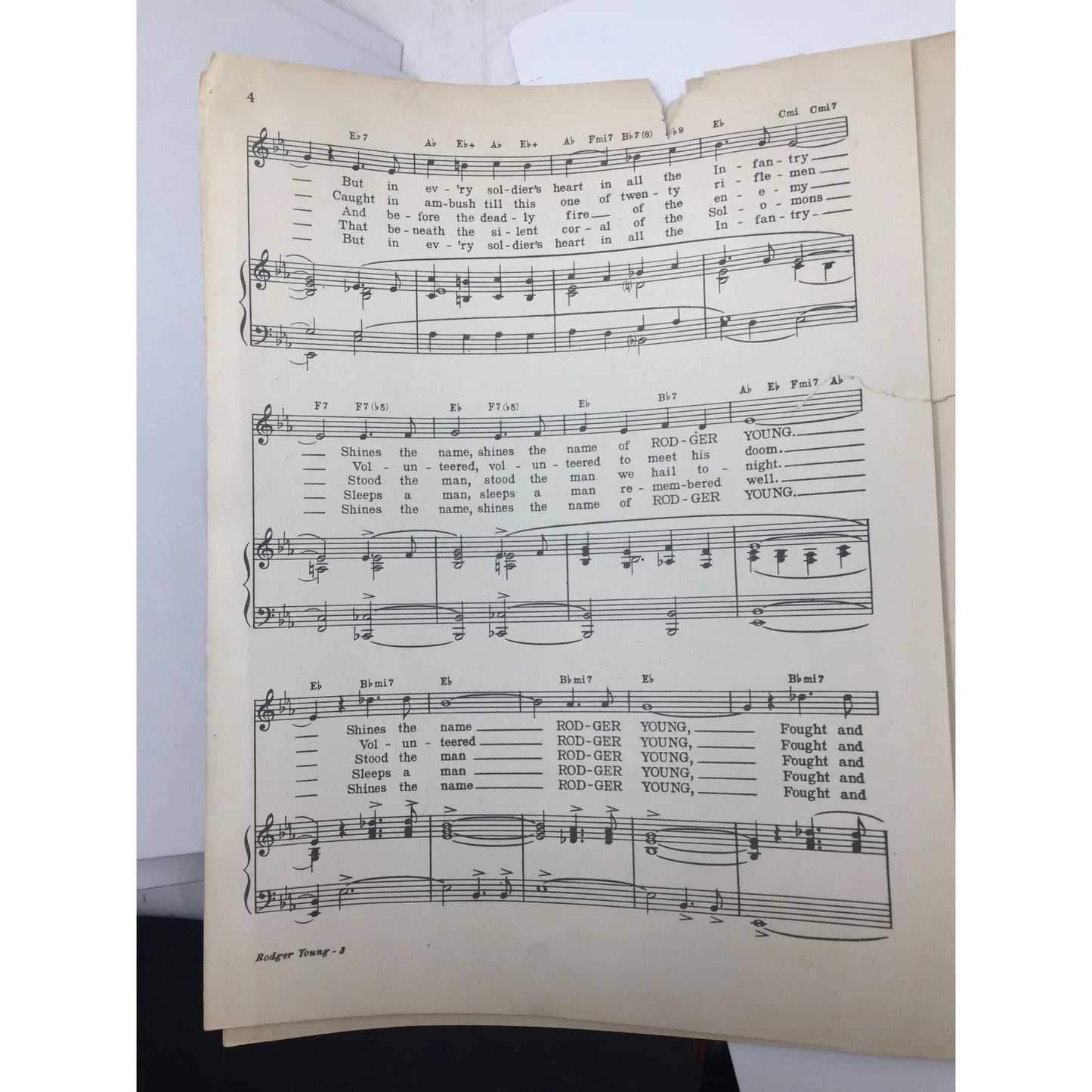 Rodger Young by PFC Frank Loesser Vintage Sheet Music Book - A+ Stuff - SHEET MUSIC - A+ Stuff