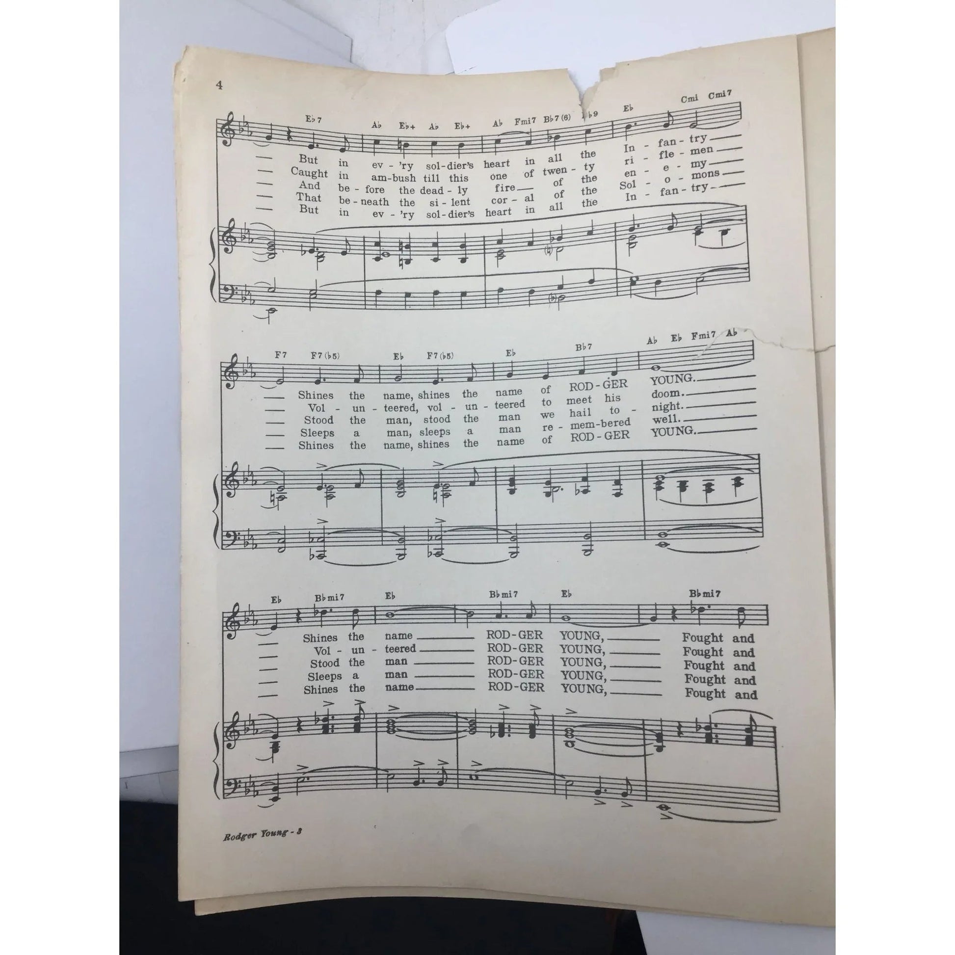 Rodger Young by PFC Frank Loesser Vintage Sheet Music Book - A+ Stuff - SHEET MUSIC - A+ Stuff