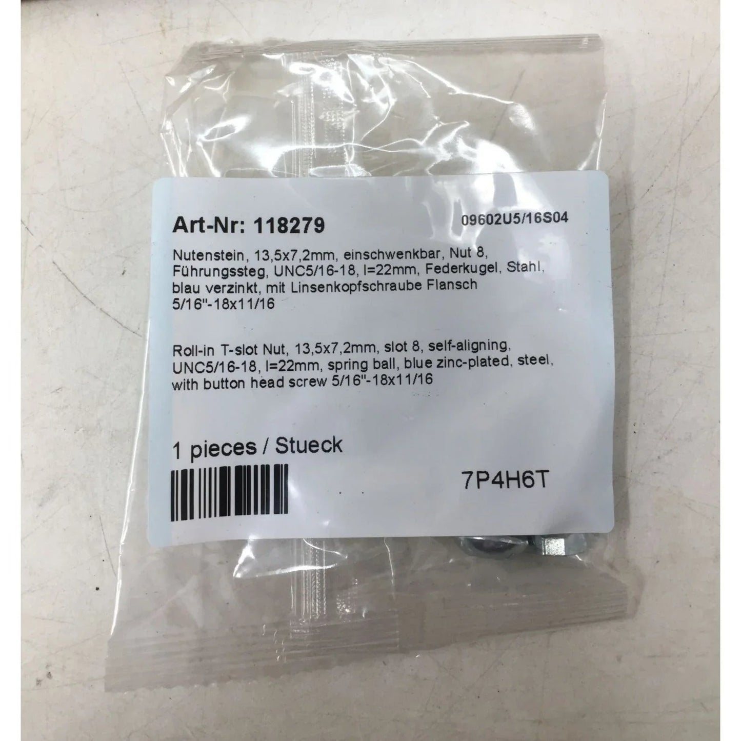 Roll - in T - Slot nut, 13,5x7mm, UNC 5/16 - 18, I=22mm - 09602U5/16S04 - McMaster - Carr - Tools - A+ Stuff