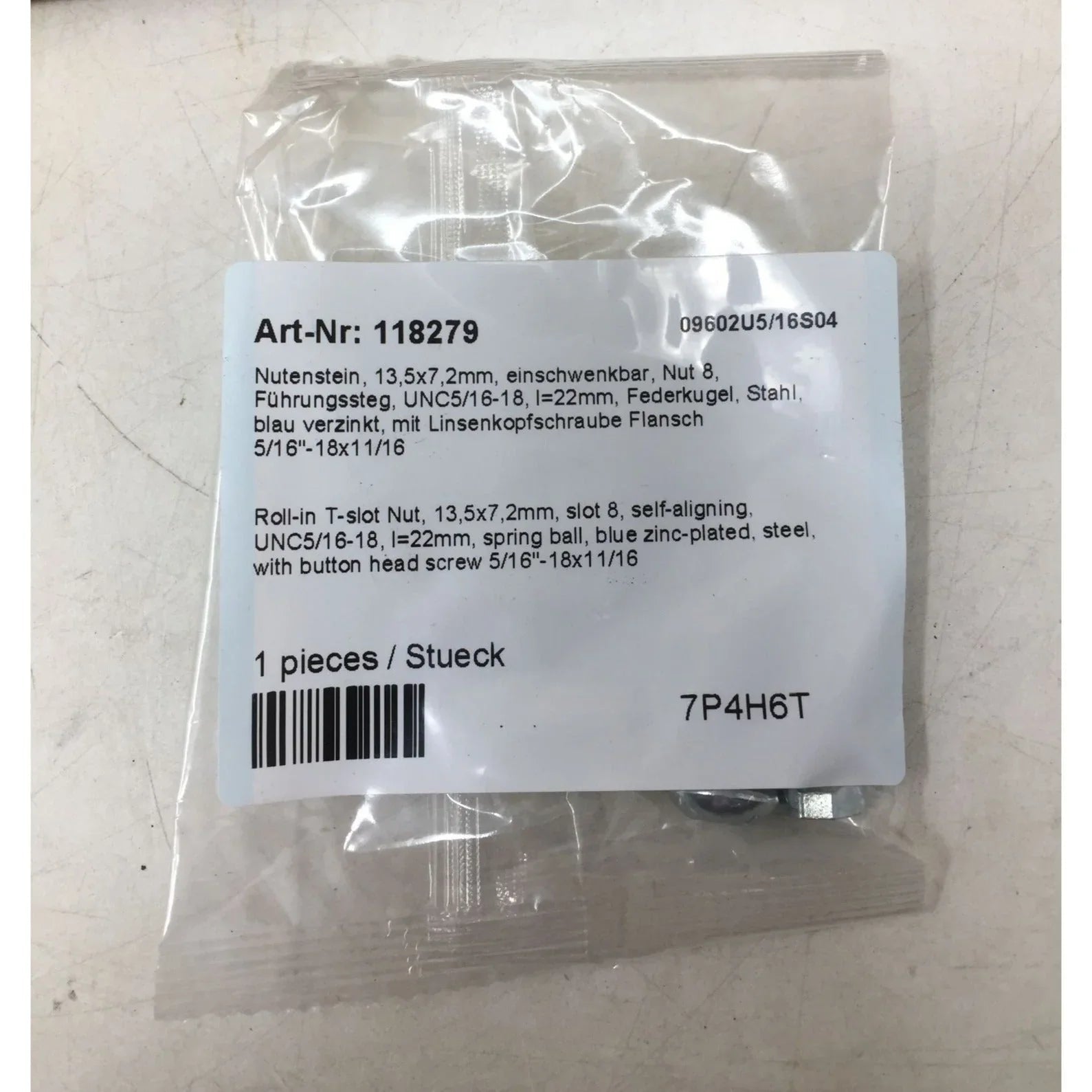 Roll - in T - Slot nut, 13,5x7mm, UNC 5/16 - 18, I=22mm - 09602U5/16S04 - McMaster - Carr - Tools - A+ Stuff
