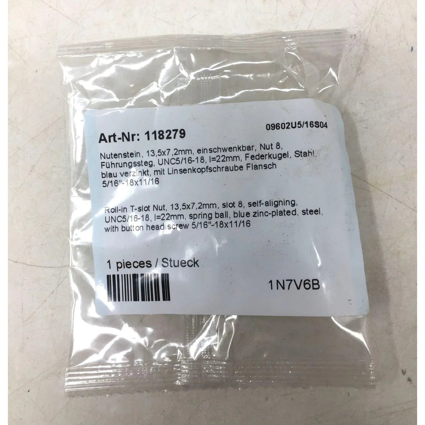 Roll - in T - Slot nut, 13,5x7mm, UNC 5/16 - 18, I=22mm - 09602U5/16S04 - McMaster - Carr - Tools - A+ Stuff