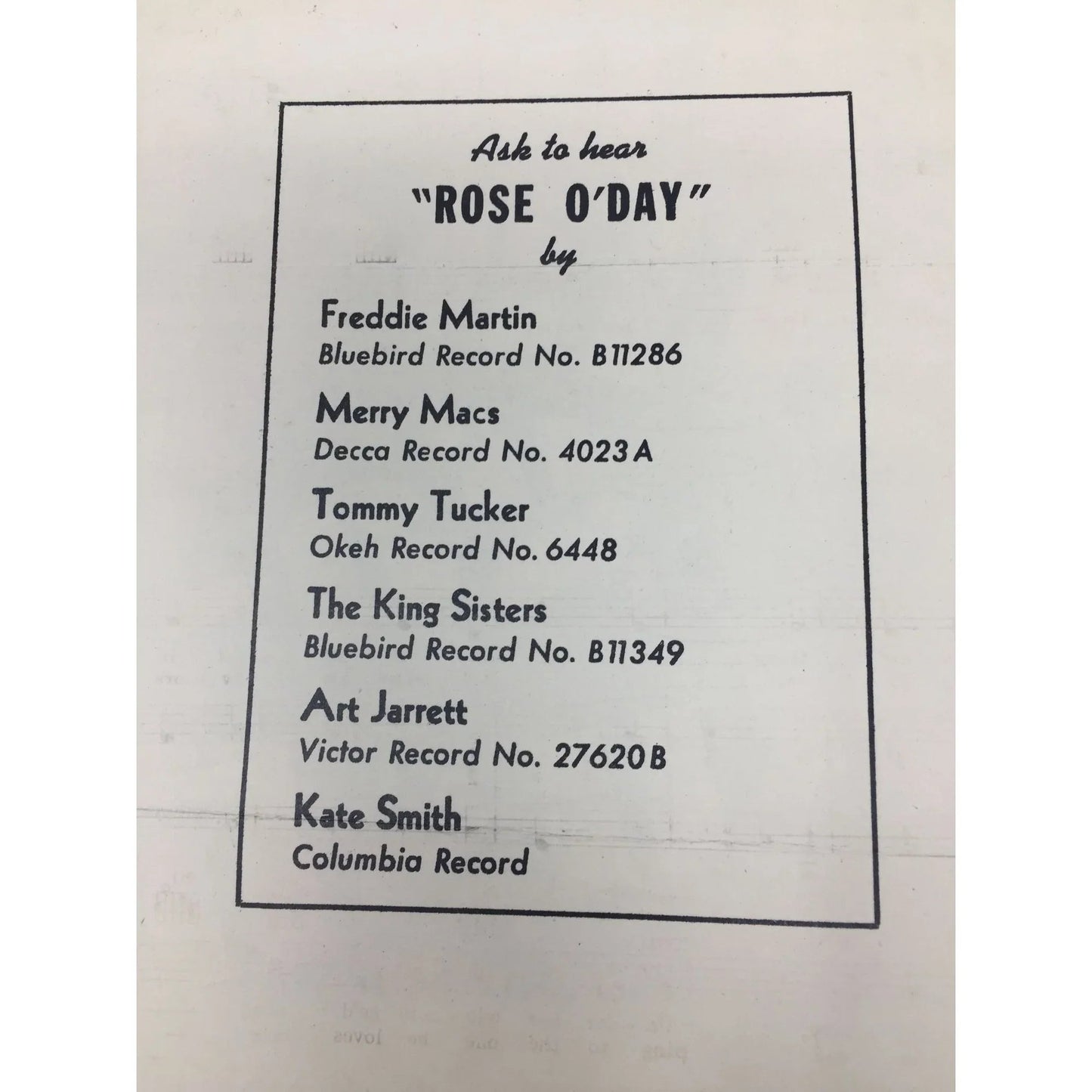 Rose O' Day The Filla - Ga - Dusha Song Sheet Music - A+ Stuff - SHEET MUSIC - A+ Stuff