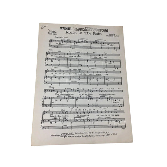 ''Roses in the Rain'' Vintage Sheet music - A+ Stuff - SHEET MUSIC - A+ Stuff