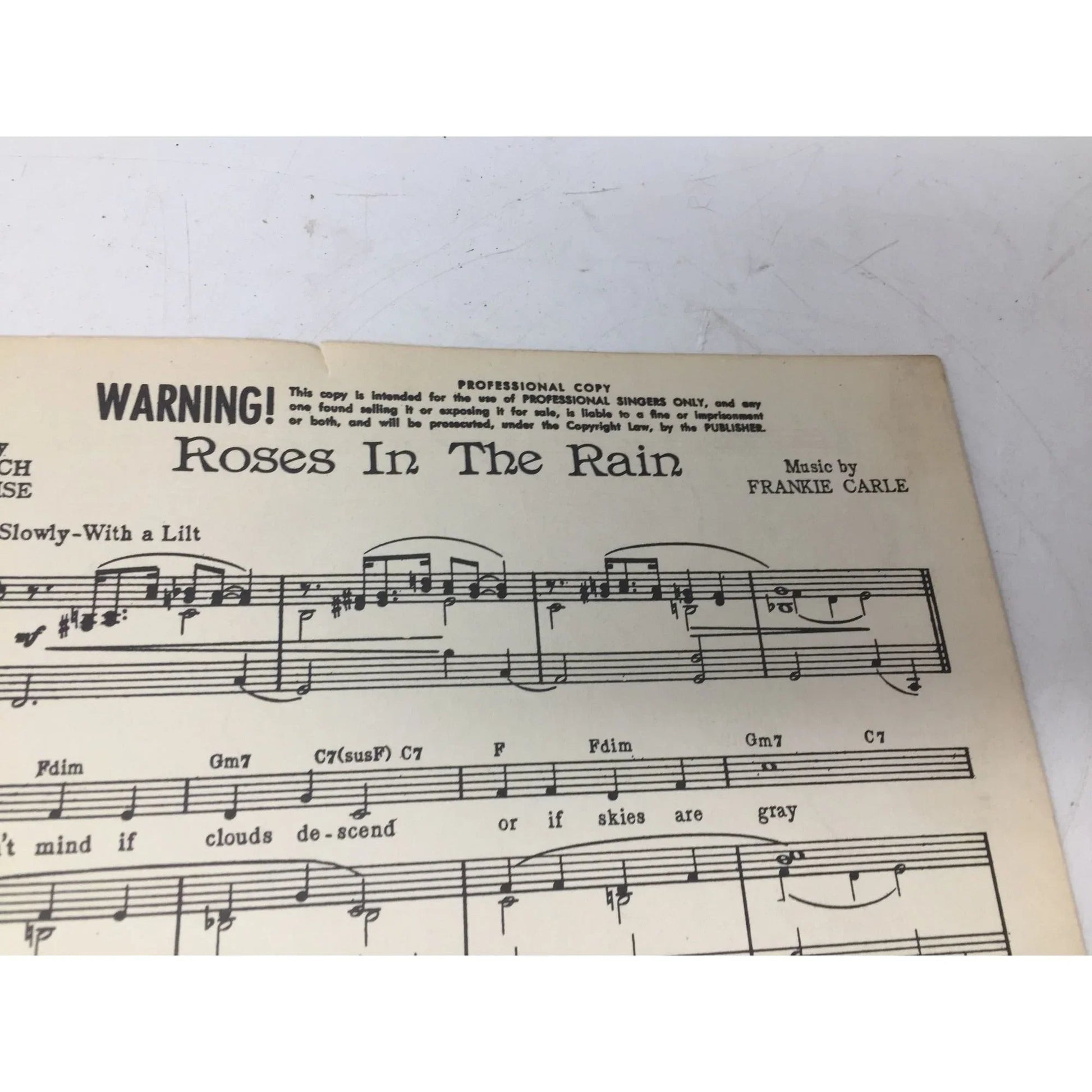 ''Roses in the Rain'' Vintage Sheet music - A+ Stuff - SHEET MUSIC - A+ Stuff
