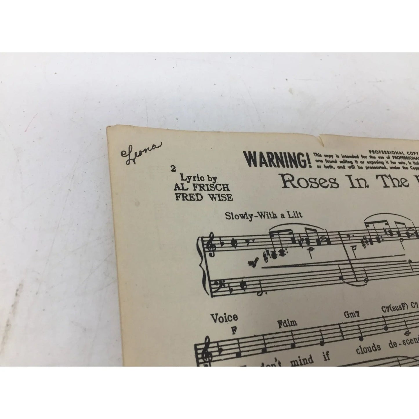 ''Roses in the Rain'' Vintage Sheet music - A+ Stuff - SHEET MUSIC - A+ Stuff