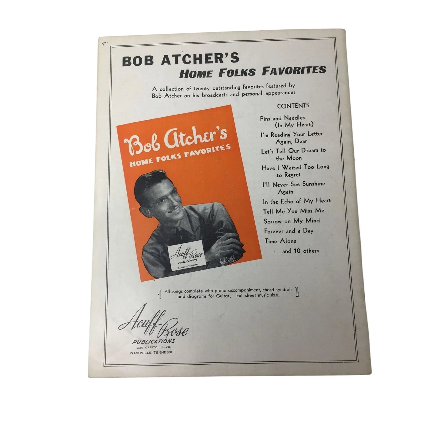 ''Roy Acuff and his Smoky Mountain Songs'' Vintage sheet music - A+ Stuff - SHEET MUSIC - A+ Stuff