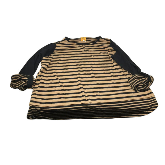 Ruby Rd Womens Black and Brown Long Sleeved Striped Shirt Size 1X - ruby rd - Shirts & Tops - A+ Stuff