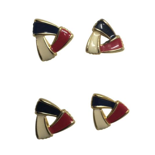 Two Pairs of Vintage Patriotic Red, White and Blue Enamel Stud Earrings