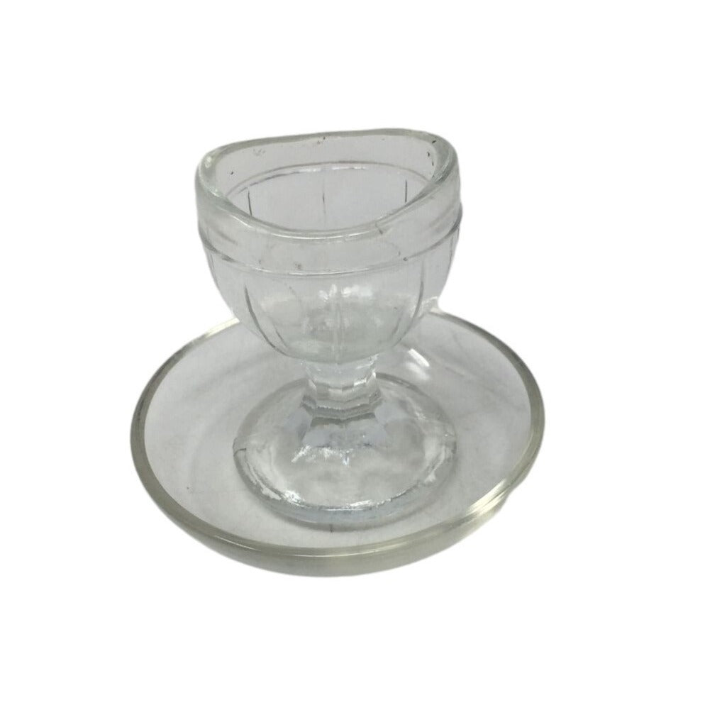 Vintage Clear Glass Eye Wash Cup and Small Round Plate