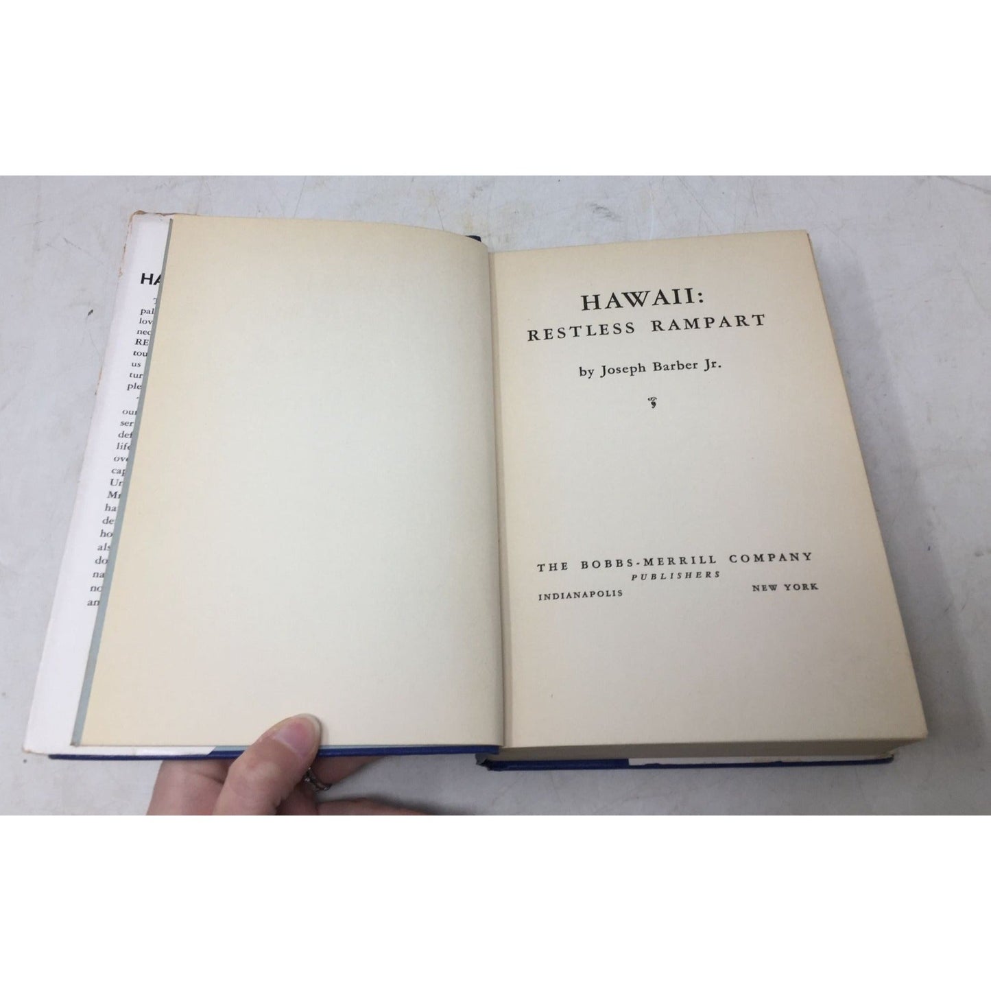 vintage book titled "Hawaii: Restless Rampart" by Joseph Barber, Jr., unbranded  A+ Stuff Books