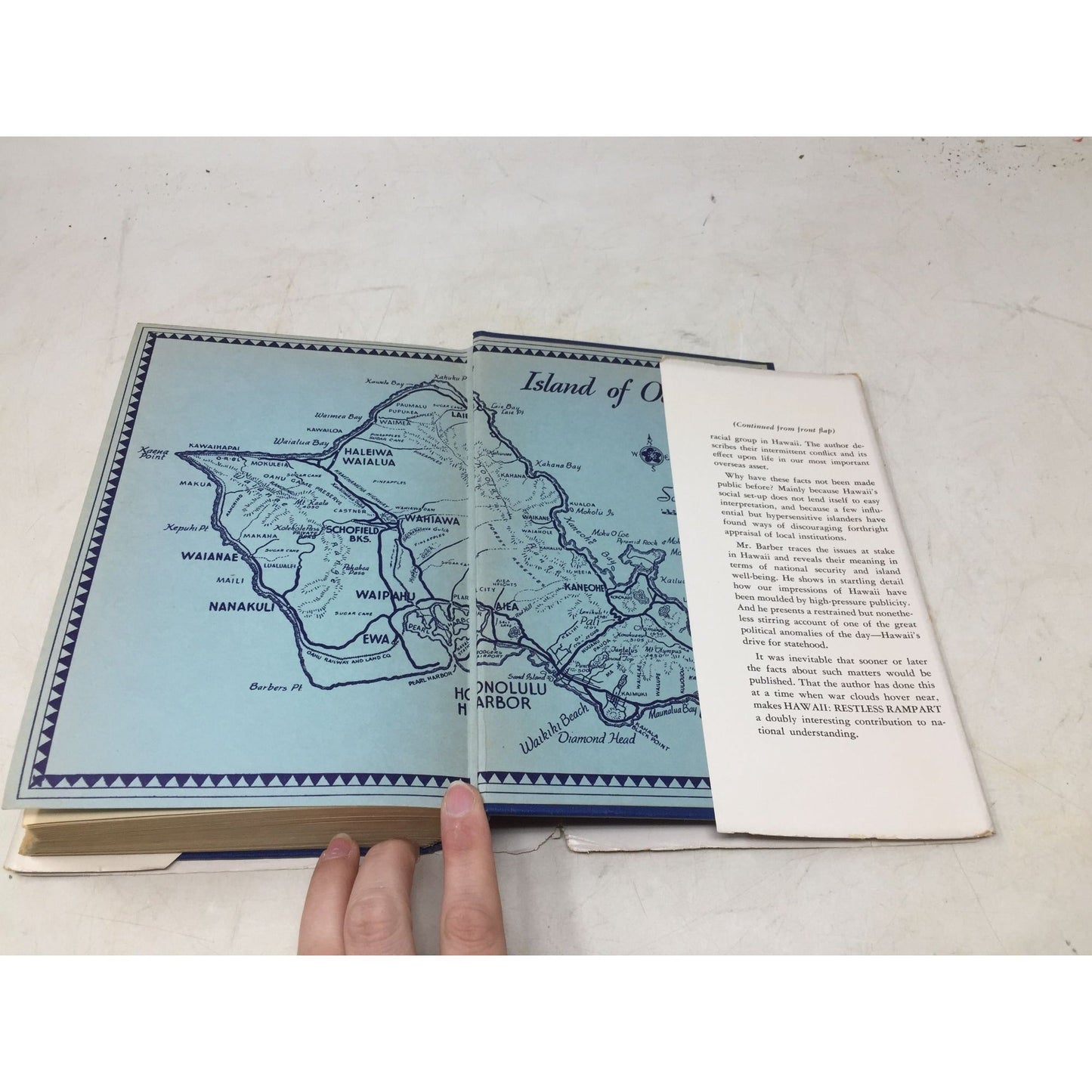 vintage book titled "Hawaii: Restless Rampart" by Joseph Barber, Jr., unbranded  A+ Stuff Books