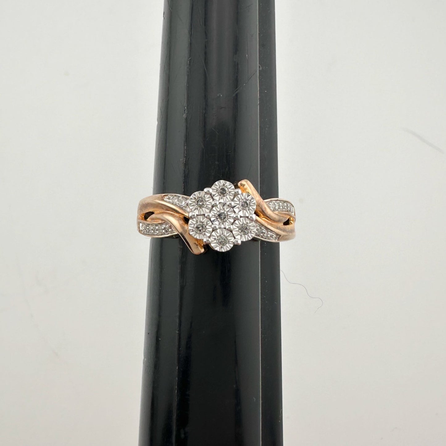 Two Tone Natural Diamond Sweetheart Ring Size 6.75