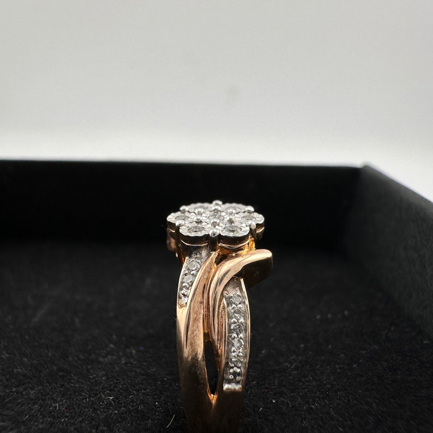 Two Tone Natural Diamond Sweetheart Ring Size 6.75