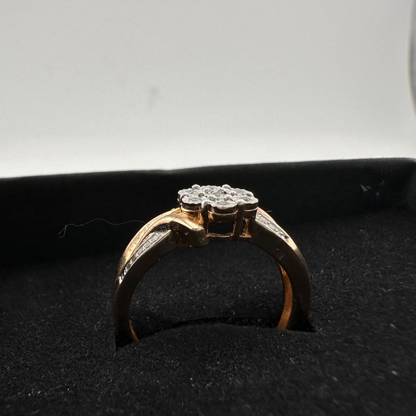 Two Tone Natural Diamond Sweetheart Ring Size 6.75