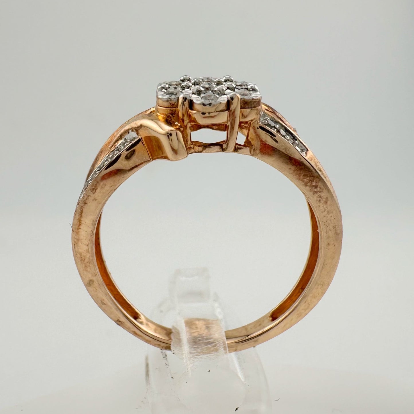 Two Tone Natural Diamond Sweetheart Ring Size 6.75