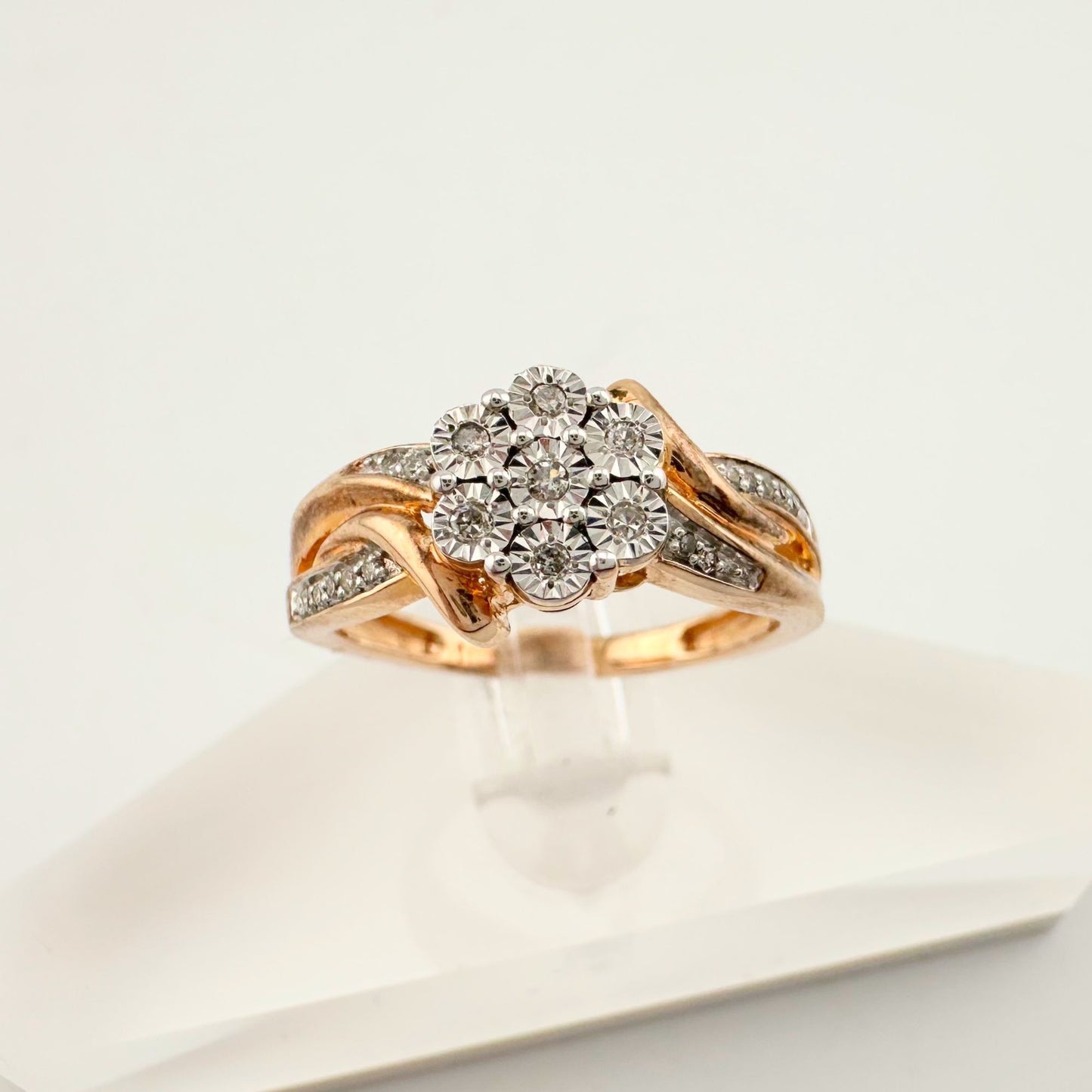 Two Tone Natural Diamond Sweetheart Ring Size 6.75