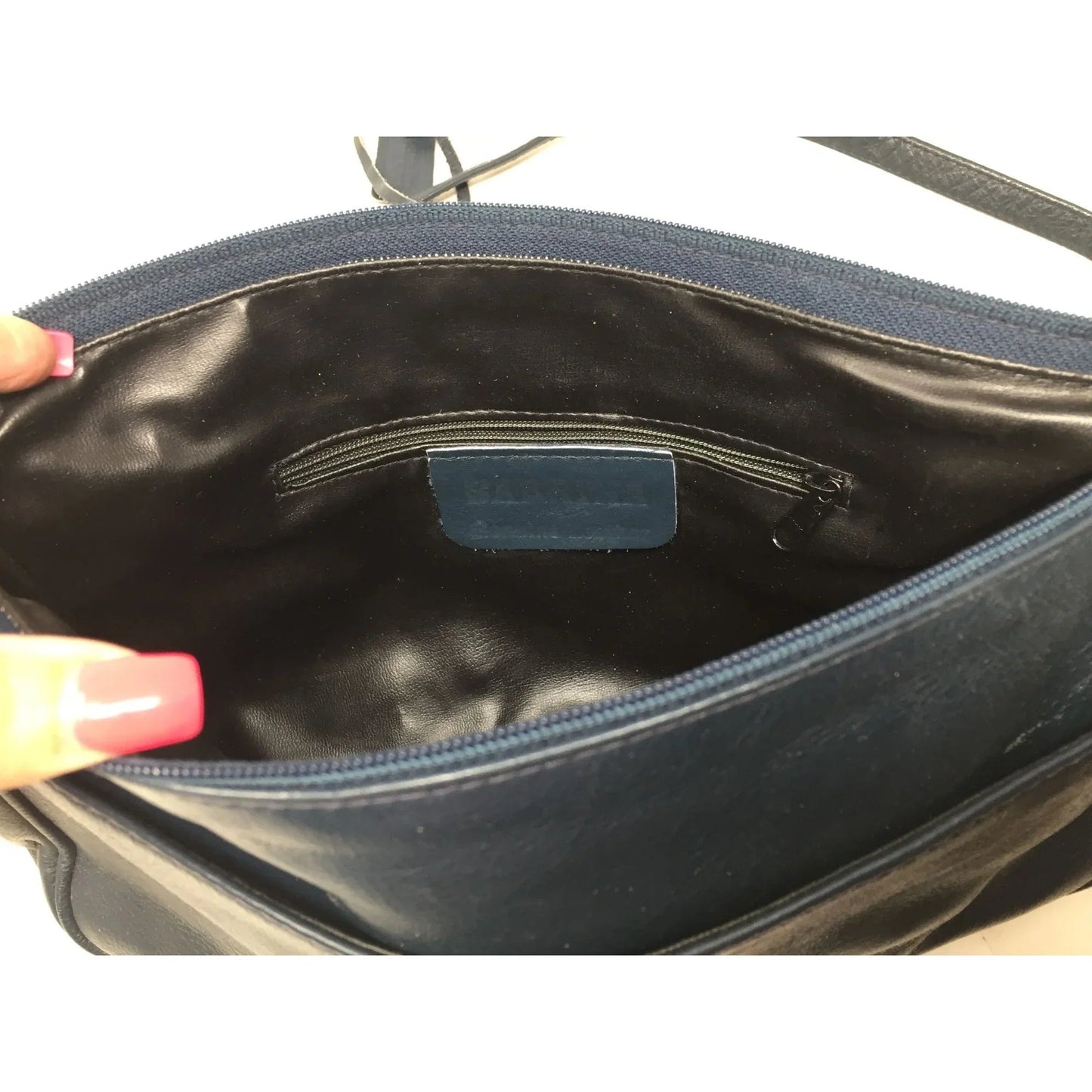 SABRINA Women's Navy Blue Leather Purse with Long adjustable strap - SABRINA HANDBAGS - Bag - A+ Stuff