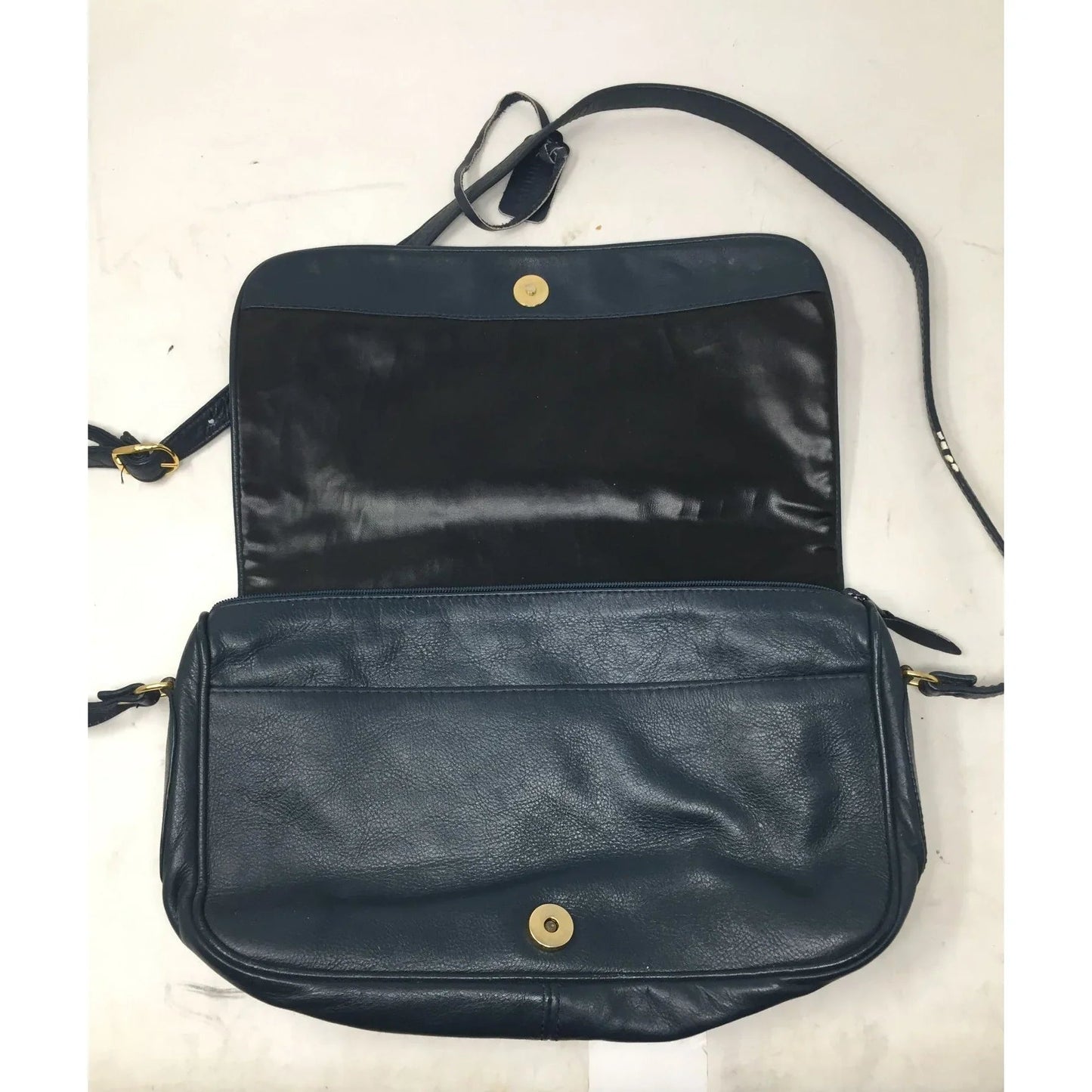 SABRINA Women's Navy Blue Leather Purse with Long adjustable strap - SABRINA HANDBAGS - Bag - A+ Stuff