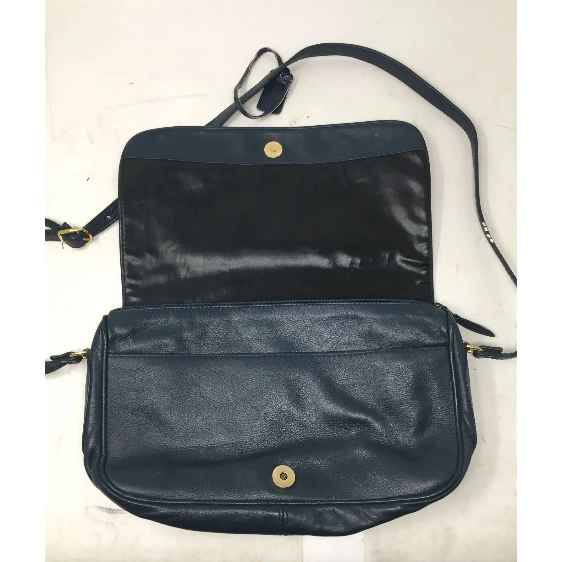 SABRINA Women's Navy Blue Leather Purse with Long adjustable strap - SABRINA HANDBAGS - Bag - A+ Stuff
