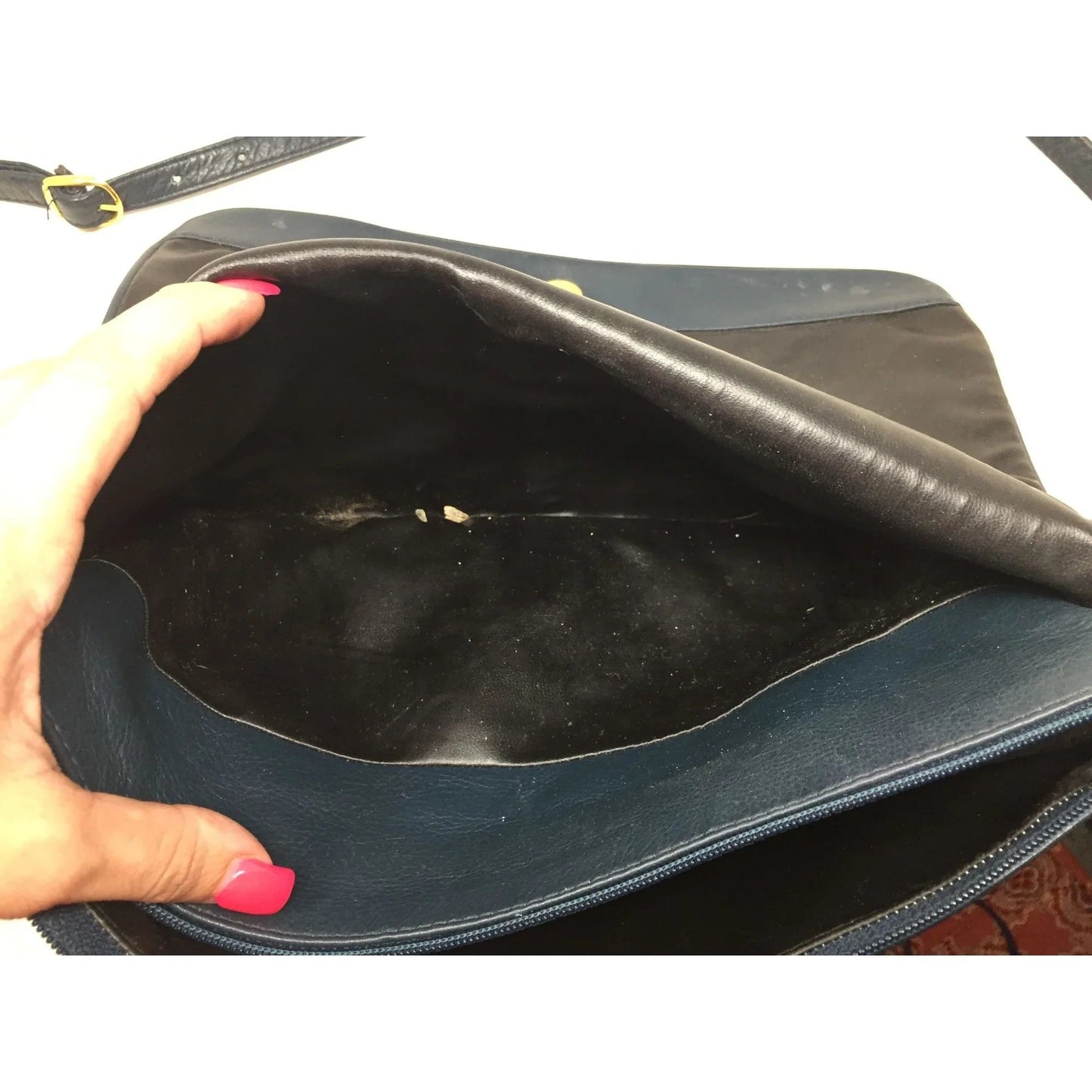 SABRINA Women's Navy Blue Leather Purse with Long adjustable strap - SABRINA HANDBAGS - Bag - A+ Stuff