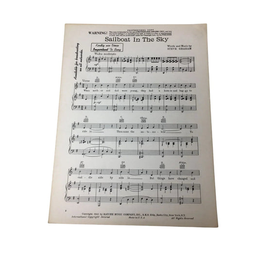 ''SAILBOAT IN THE SKY'' by Steve Graham - A+ Stuff - SHEET MUSIC - A+ Stuff