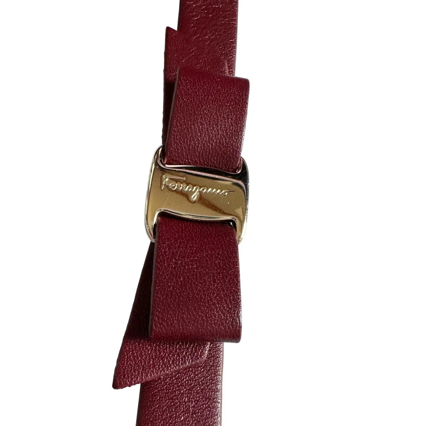 Salvatore Ferragamo Aubergine Leather Vara Bow Bracelet Deep Reddish Brown - Salvatore Ferragamo - Bracelet - A+ Stuff
