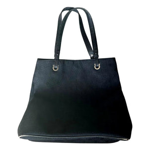 Salvatore Ferragamo Black Gancini Canvas with Leather Handbag Tote Bag